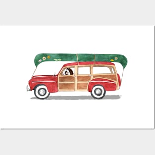 Woody Wagon with Springer Spaniel and Canoe! Posters and Art